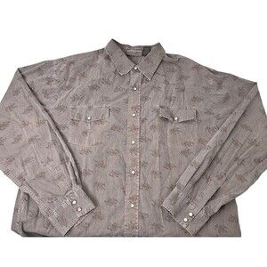 Vtg BKE67 Shirt Mens XL Pearl Snap Floral Western Cowboy Rodeo Roper Long Sleeve